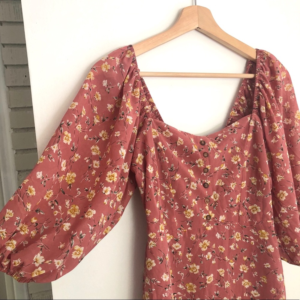 Lulus | Rusty Rose Floral Print Dress - Picture 6 of 10